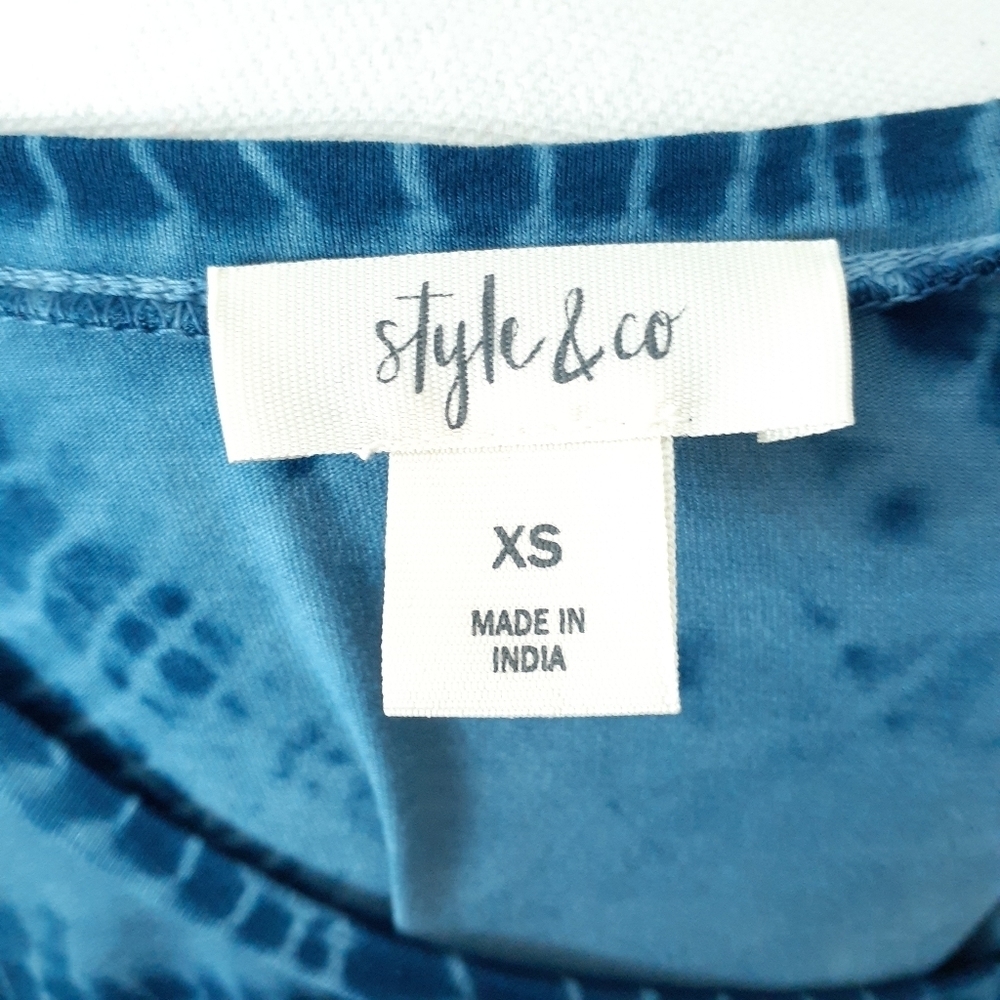 Style & Co Short Sleeved Tee XS Blue Tie Dye 617 - Picture 4 of 5